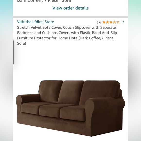 NEW Stretch Velvet Sofa covers- Chocolate Brown- 7 pieces - Picture 1 of 6